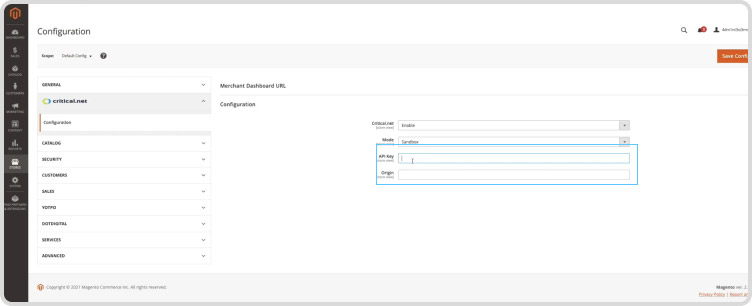 Critical.net - Magento - Origen: ingrese el URL de tu tienda.